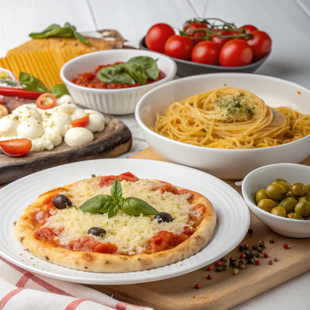 An assortment of traditional Italian dishes